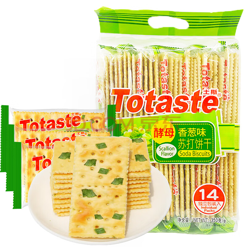 Totaste土斯香葱苏打饼干350g 办公室孕妇儿童营养美胃无糖代餐休闲零食