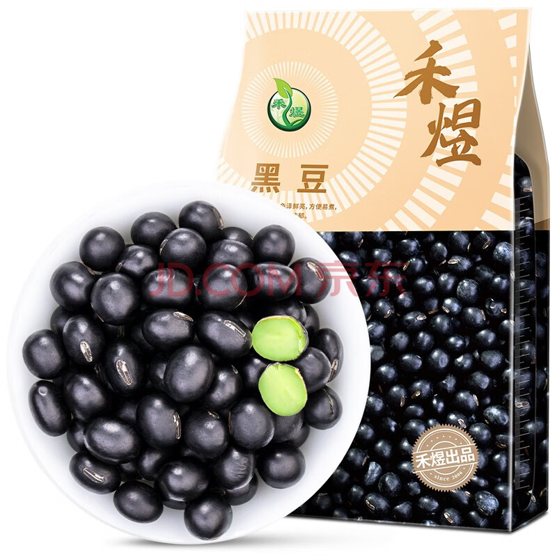 禾煜黑豆1kg（绿芯 无染色 可打豆浆 五谷杂粮 东北 五谷 大米伴侣）