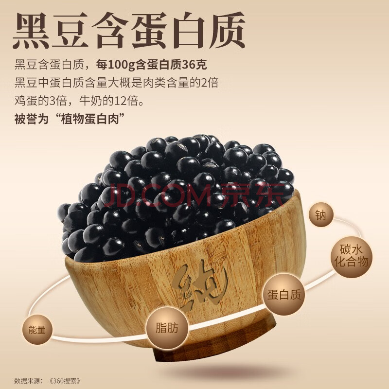 北纯 黑豆360g（无染色 可打豆浆 东北 五谷 杂粮 粗粮 真空包装）