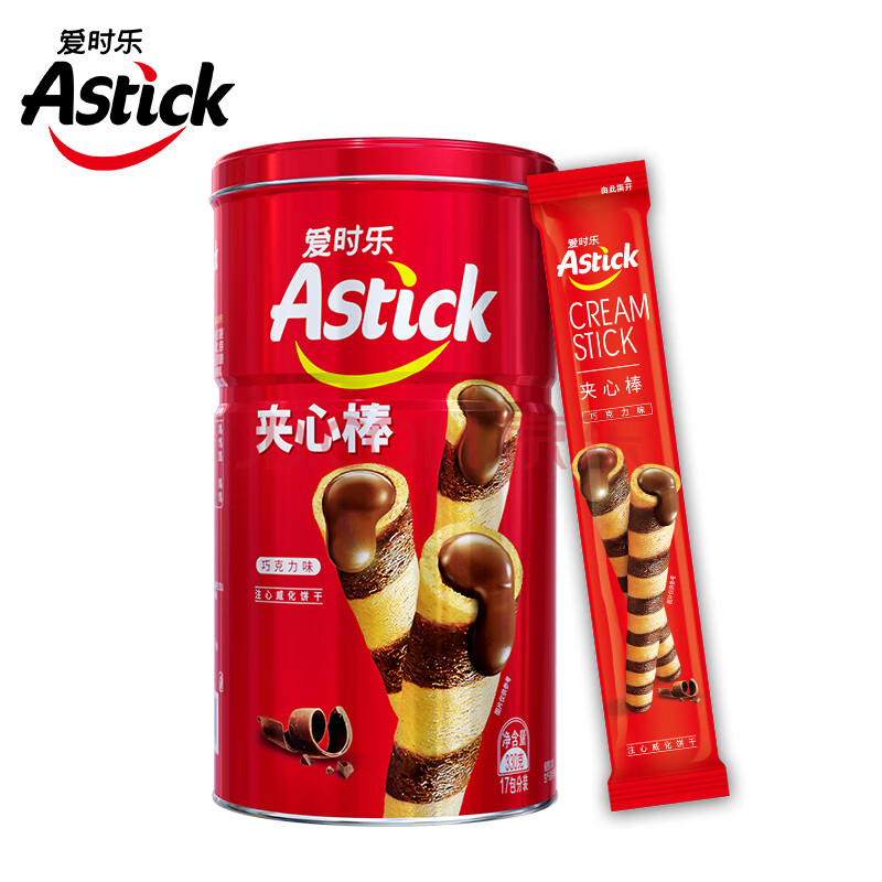 爱时乐（Astick）夹心棒注心饼干巧克力味330g 休闲零食送礼喜礼团购早餐