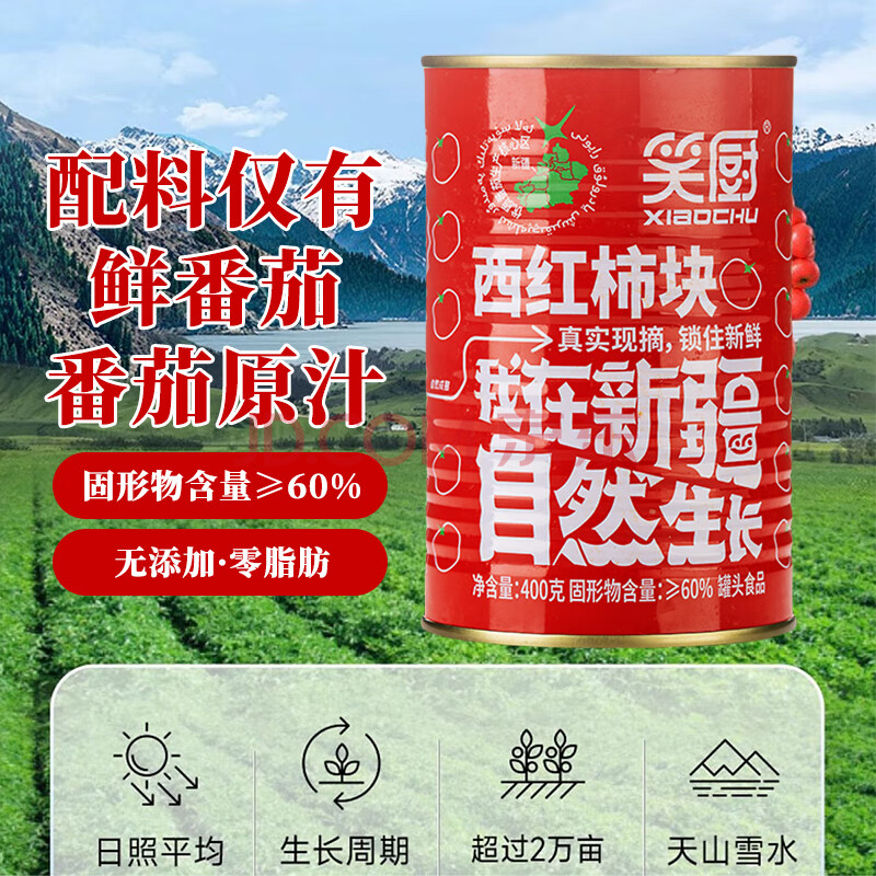 笑厨（XIAOCHU）新疆西红柿块400g*15罐装配料新鲜西红柿块番茄0添加剂调味酱罐头