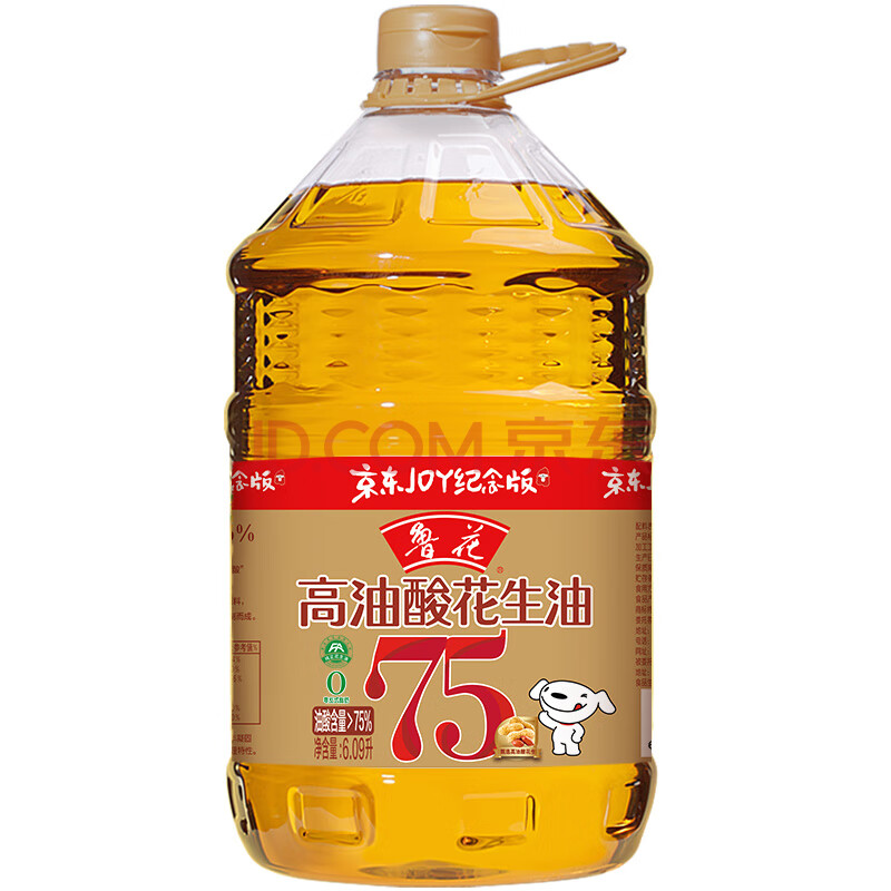 鲁花 食用油 5S压榨 高油酸花生油6.09L 油酸含量大于75%