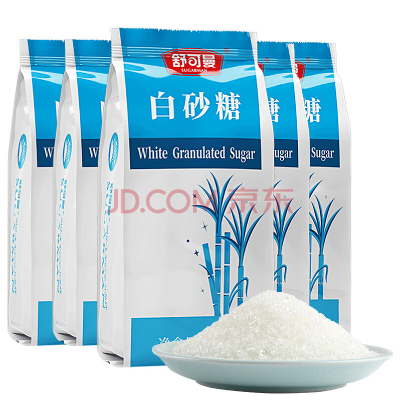 舒可曼 食糖 白糖 白砂糖 碳化糖 调味 调料 烘焙冲饮 1000g*5包