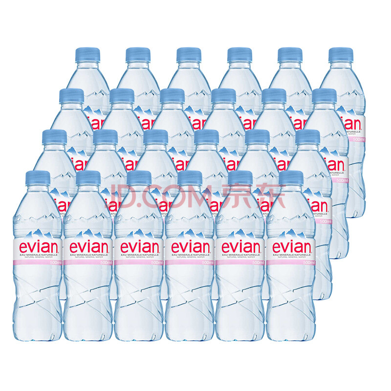 依云（evian）法国原装进口天然矿泉水500mlx24瓶(软瓶)饮用水新老包装随机发货