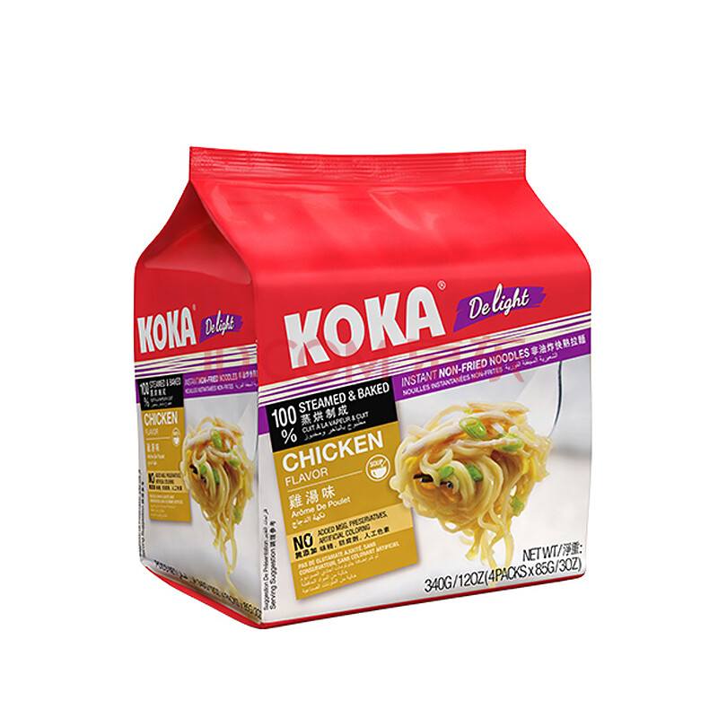 KOKA 可口方便面 非油炸鸡汤味 快熟拉面泡面 85g*4 新加坡进口