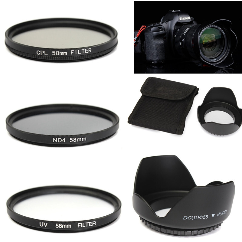 5pcs 58mm uv cpl nd4 circular polarizing filter kit set with lens for canon 5pcs 58mm uv cpl nd4 circular polarizing filter kit set with lens for canon