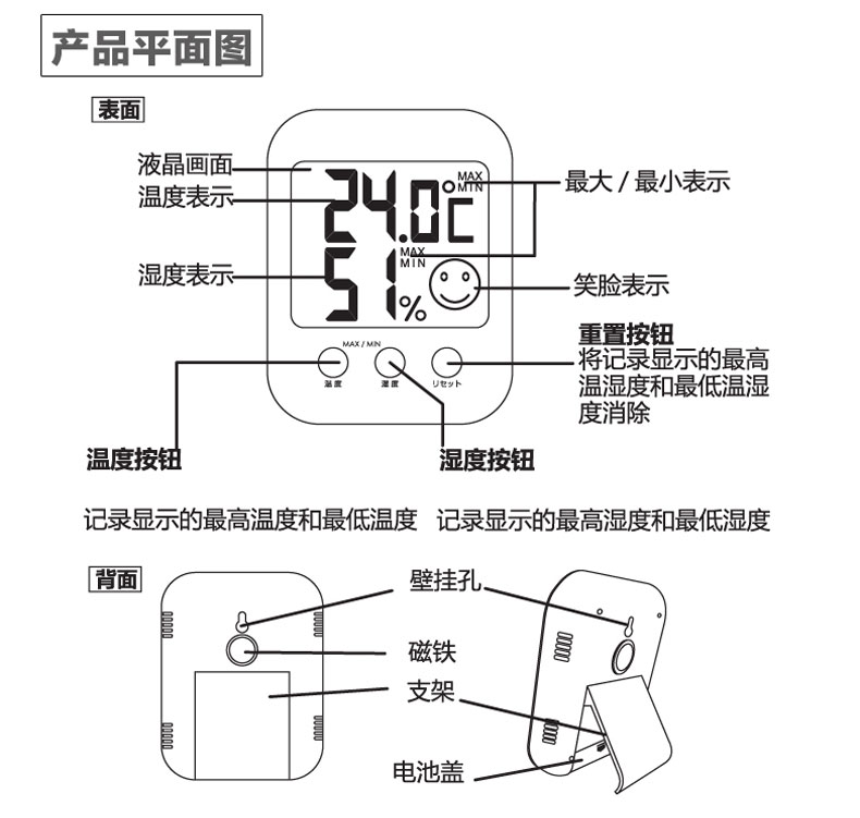 多利科dretec温湿度计数字显示 家用干湿温度计 婴儿房湿度计o-230