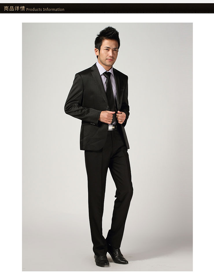 【KIR】男装经典商务休闲韩版西服套装纯黑色