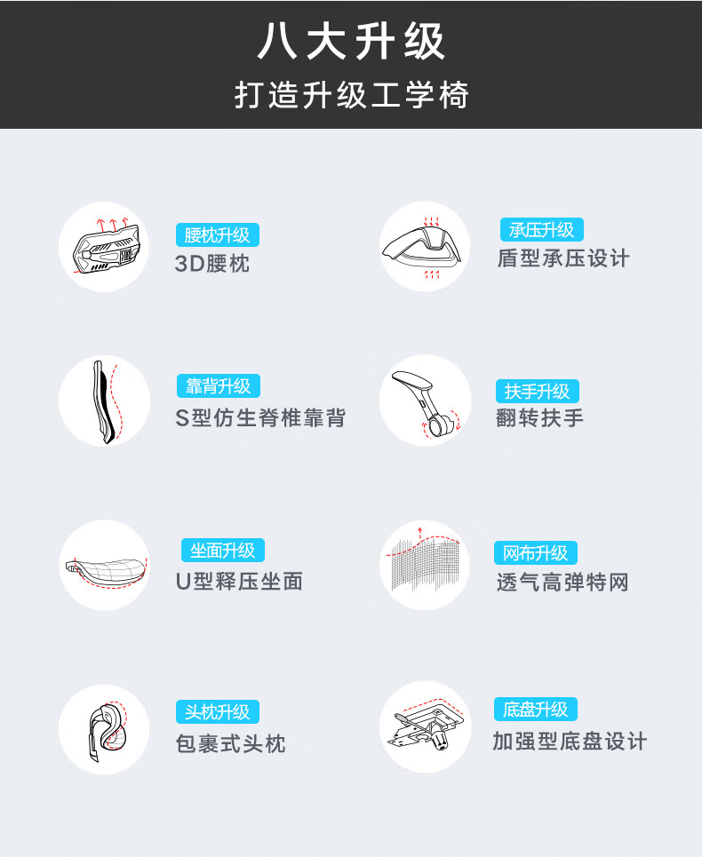 黑白调（Hbada）电脑椅人体工学椅家用工程学椅子靠背办公椅舒适久坐老板椅 HDNY167- 庇佑