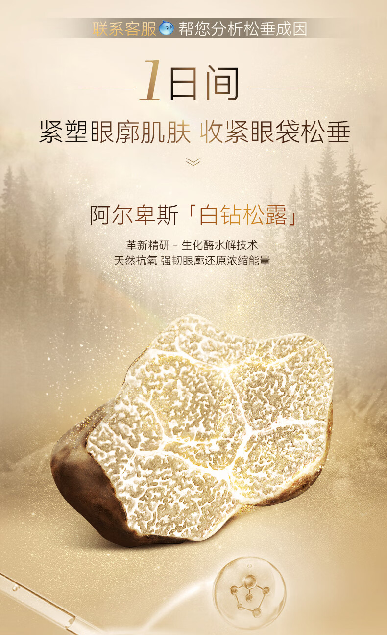 RSAS抗皱眼霜 淡化细纹黑眼圈保湿滋润紧致眼周眼袋 白松露鱼子酱眼霜 白松露日夜分时眼霜20g