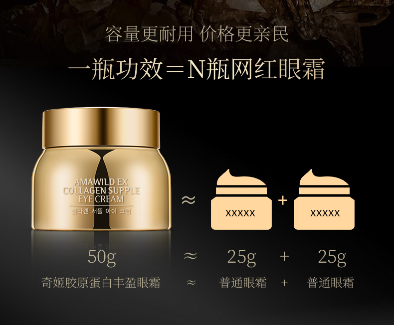 奇姬韩国胶原蛋白丰盈眼霜鱼子酱淡化眼纹细纹熬夜黑眼圈紧致修护眼周 50g