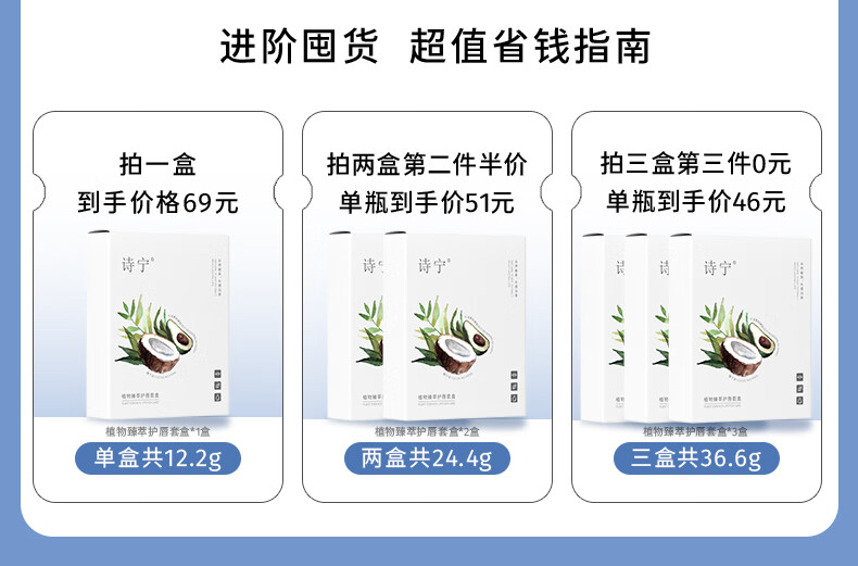 诗宁Sonie润唇膏唇膜无色改善干燥男女保湿滋润呵护唇部套装 润唇膏护唇套盒*1