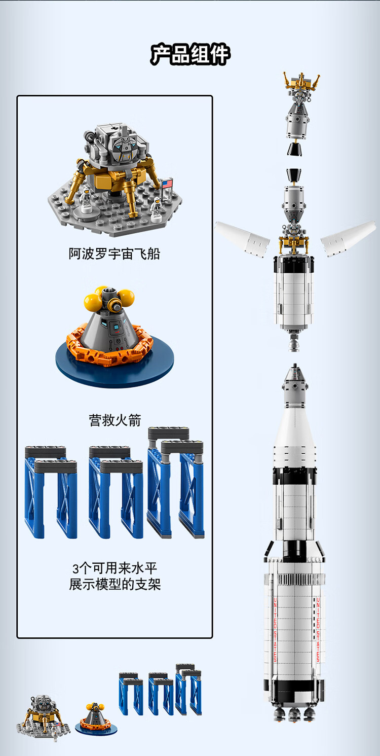 lego乐高21309nasa阿波罗计划土星5号运载火箭