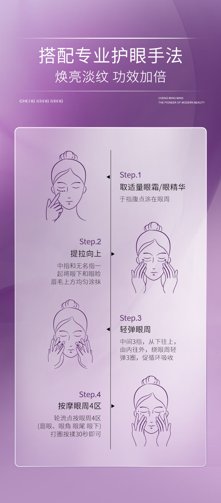 鄭明明淡纹抗皱眼部套组 眼霜淡化细纹眼精华液保湿提拉紧致护肤品套装 25g+30ml