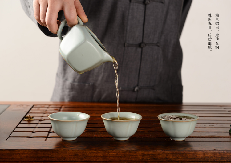 馨铭堂 六角壶汝窑茶具 鸡翅木茶盘带电热炉整套功夫茶具套装