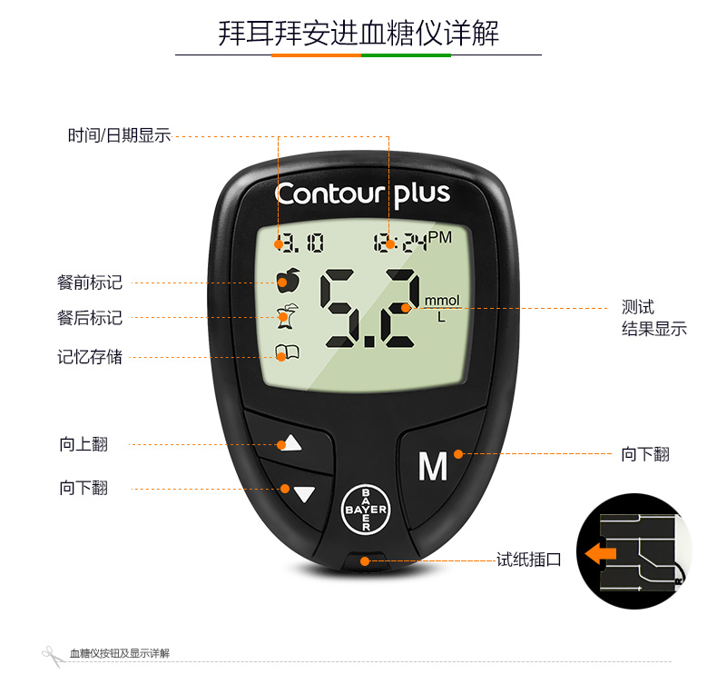 拜安进 拜耳血糖仪试纸家用免调码优安进血糖试纸糖尿