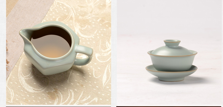 馨铭堂 六角壶汝窑茶具 鸡翅木茶盘带电热炉整套功夫茶具套装