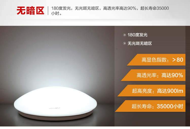 洲明翰源LED吸顶灯现代简约纯白卧室厨卫阳台书房过道灯具进口芯片HXD255 三星芯片直径26cm12W白光适用5-10平米