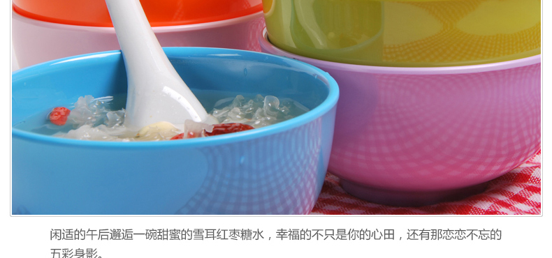 
                                        大可餐具KORDCO A5密胺彩色圆碗甜品碗糖水碗轻巧耐摔儿童碗 6色装 直径13cm 高6.3cm                