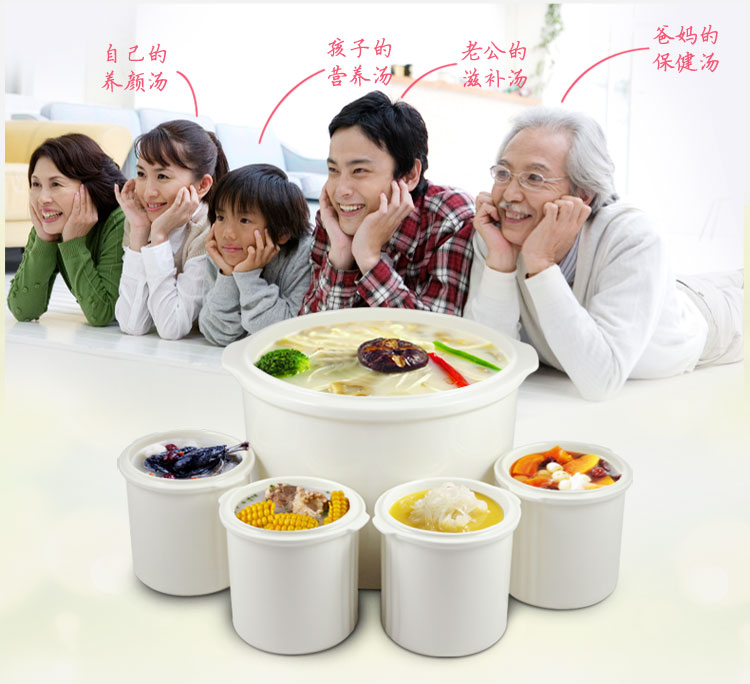 
                                        
                                                                                天际(TONZE)电炖锅 电炖盅 隔水炖锅 煲汤锅炖汤锅 熬粥养生锅 煮粥锅 蒸炖一体 白瓷5胆 DGD40-40DWG 4L                