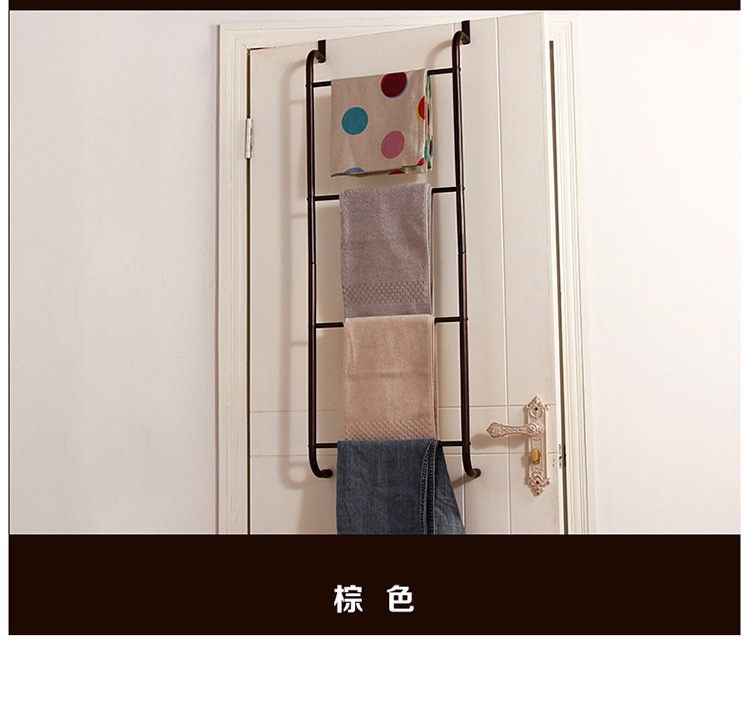 
                                        
                                                            欧润哲 挂衣架 梯形浴室房间门后挂架 免钉无痕门背式衣服毛巾收纳置物架 棕色 加强承重版                