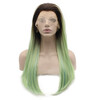 Iwona Synthetic Hair Lace Front Long Straight Dark Roots Ombre Light Green Wig iwona synthetic hair lace front should straight light blue wig