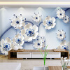 Пользовательский 3D стереоскопический синий Lotus Jade Carving TV Background Wall Mural Дизайн обоев для спальни Обои для дома для спальни