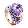 Yoursfs® 18K Rose Gold Plated Purple Flower Painting Ring Используйте австрийские ювелирные украшения из кристаллов gold plated rose flower with gift box