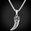 U7 Punk Rock ювелирных животных Зубы Мужчины ожерелье 18K покрыло ожерелья и подвески +2016 цепи нержавеющей стали Мужские ювелирные изделия