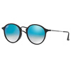 Ray-Ban Ray-Ban солнцезащитные очки круглые мужские и женские защитные очки черная рамка голубой градиент солнцезащитные очки покрытие линз RB2447F 901 / 4o 49mm ray ban солнцезащитные очки rb 2447 901