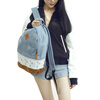 MyMei Fashion Lace Denim Women Canvas Backpack School Bag anime axis powers cosplay feliciano var backpack anime cartoon campus high school primary school students bag shoulder bag backp