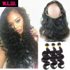 360 Lace frontal With hair bundles Body wave Brazilian Virgin human Hair bundles with frontals 22x4x
