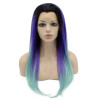 Long Straight Ombre Violet Purple Blue Two Tone Lace Front Wig