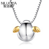 Ni Luoya S925 серебряное ожерелье женские яйца ангел Роуз Голден цепи слуховых косточек простой сладкий кулон подарок на день рождения для своей подруги