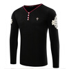 Men's slim cotton V collar long sleeve printed casual T-shirt top baby bza clothing children o neck royal blue long sleeve shirt kid clothes fashion all match casual comfortable full cotton