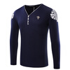Men's slim cotton V collar long sleeve printed casual T-shirt top baby bza clothing children o neck royal blue long sleeve shirt kid clothes fashion all match casual comfortable full cotton