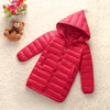 Girls Winter Light White Down Coat Kids Jacket Hooded Long Sections Children Clothes Receive Warm Parka Outerwear Snowsuit TZ148