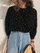 Blusa De Mujer Polka Dot Manga Larga O Cuello Top Informal Suelto