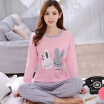 Women Pajamas Set Women Pyjamas Thick Flannel Three Cat Print Female Warm Winter Pajama Set Long Sleeve Full Trousers Two Piece