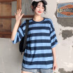 Women Striped T Shirt 2020 Summer New Tshirts For Ladies Casual Loose Casual Crew Neck Short Sleeve Tops