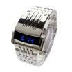 Moda LED Azul Pantalla Ancha Acero Inoxidable Banda Hombres Reloj De Pulsera Digital Regalo