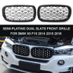 Semi-Plating Dual Slats Front Kidney Grille Grill Reemplazo Izquierdo Y Derecho Para BMW X5 F15 2014-2016