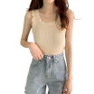 Summer Women Ruffled Slim Camisole Knitted Sling Prendas De Abrigo Chaleco De Punto De Madera Slim Color Sólido Top Transpirable Chaleco