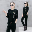 Womens fashion for the 2018 new embroidered warm sweater two-piece autumnwinter velvet&thick golden fleece sportswear