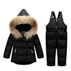 Winter Children Clothing Sets Jumpsuit Snow Jacketsbib Pant 2pcs Set Baby Boy Girls Duck Down Coats Jacket With Fur Hood