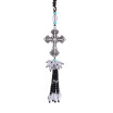 1pcs car Accessories Decoration White crystal diamond Cross with beads tassel pendant Ornament Interior rearview mirror pendant