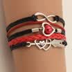 La moda de múltiples capas de aleación de cuero en forma de corazón Cupido flecha tejida pulsera para joyería de las mujeres