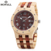 Bewell Zs - W109a Men Quartz Watch Round Dial Wooden Band Wristwatch