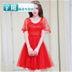 Pregnant women short color dress bride fashion wedding evening dress banquet bridesmaid dress female