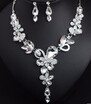 new nice luxury fashion exaggerated crystal flashing diamond necklace earrings set dress party bride female accessories